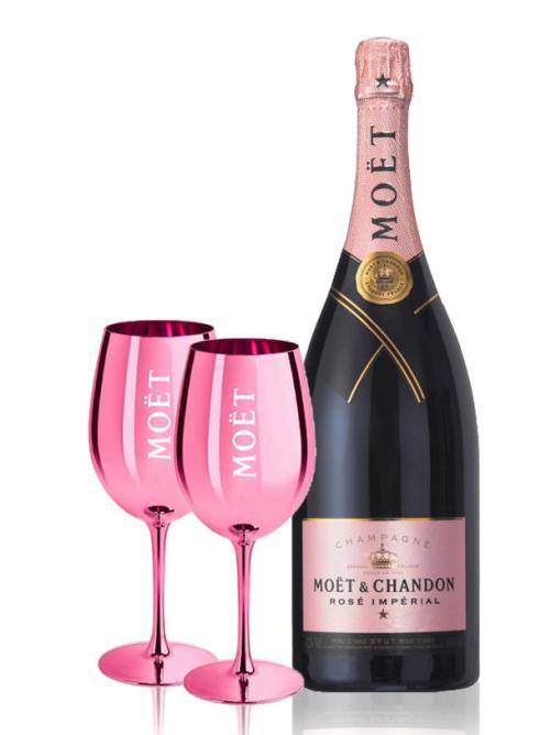 MOËT & CHANDON ROSÉ IMPÉRIAL 1,5L Rose Glasses Gift Set