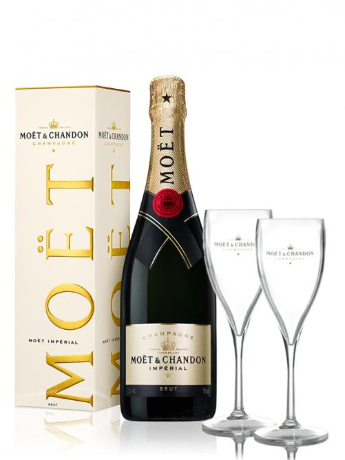 MOËT & CHANDON IMPÉRIAL GIFTBOX 0,75L  FLUTE GLASSES GIFT SET