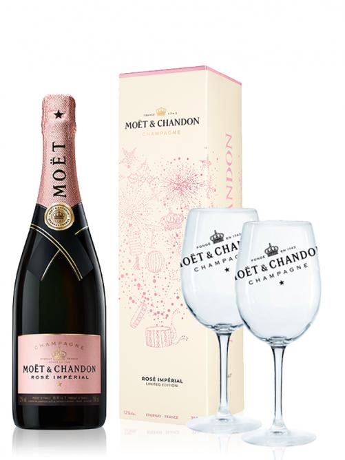 MOËT & CHANDON IMPÉRIAL ROSÉ FESTIVE GIFTBOX 0,75L CABERNET GLASSES GIFT SET