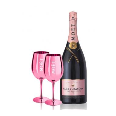 MOËT & CHANDON ROSÉ IMPÉRIAL 1,5L Rose Glasses Gift Set